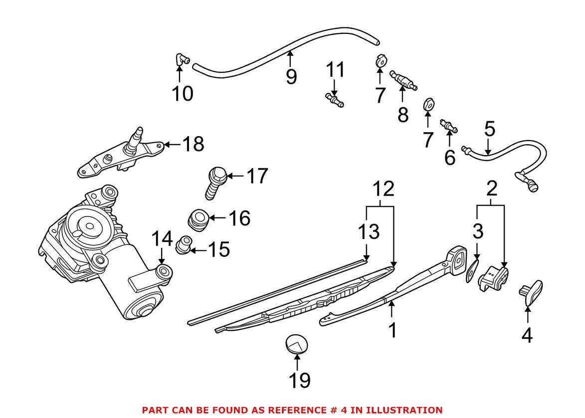 BMW Windshield Wiper Arm Cover - Rear 61318372074